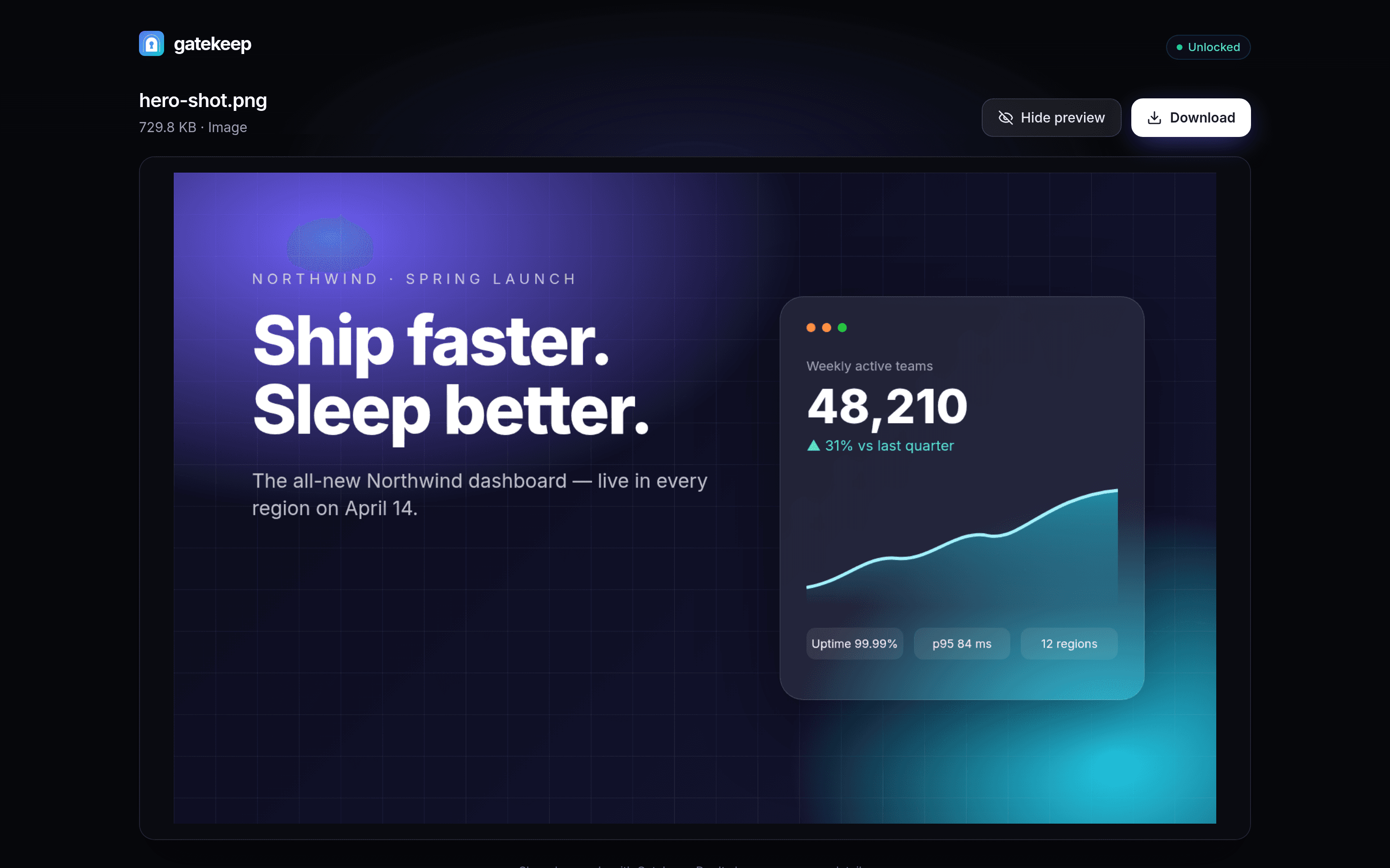 Unlocked share page previewing the file in the browser